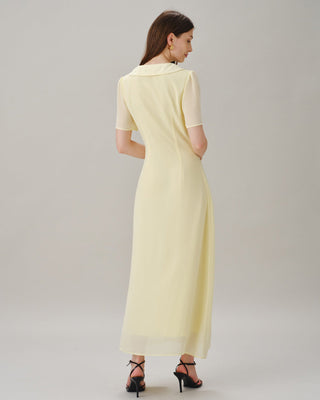 Vestido Maxi Túnica Amarillo con Escote en V