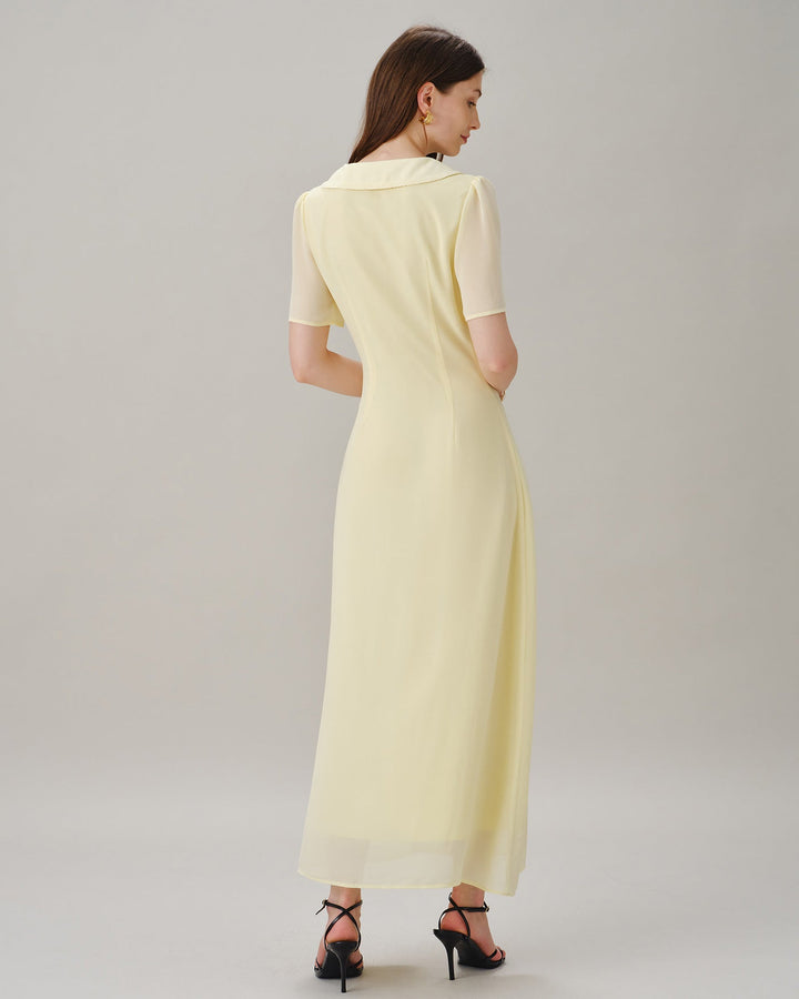 Vestido Maxi Túnica Amarillo con Escote en V