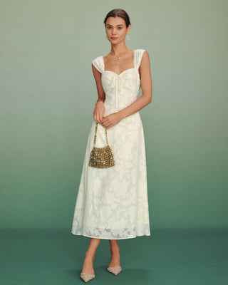 Vestido Maxi A-Line de Jacquard en Color Albaricoque