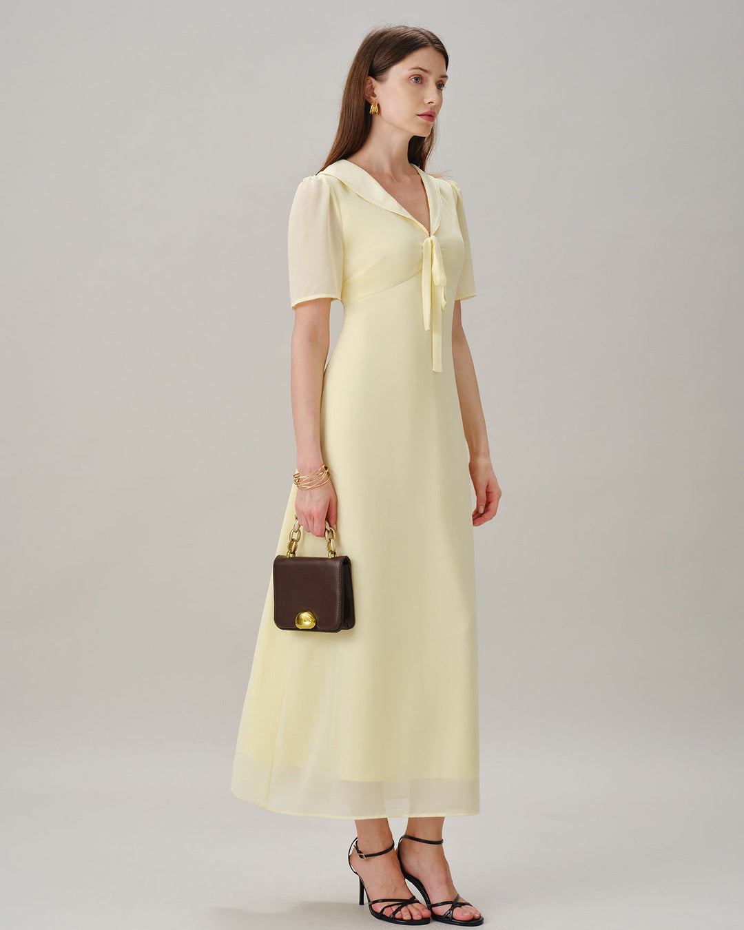 Vestido Maxi Túnica Amarillo con Escote en V