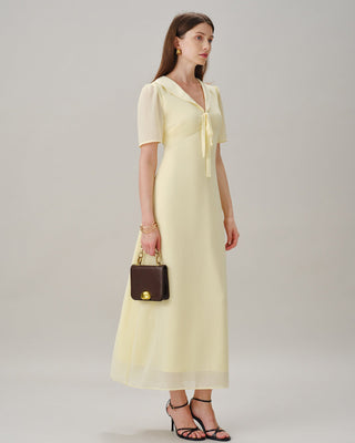 Vestido Maxi Túnica Amarillo con Escote en V