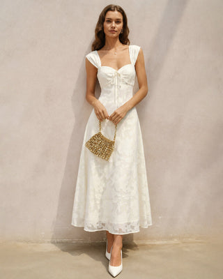 Vestido Maxi A-Line de Jacquard en Color Albaricoque