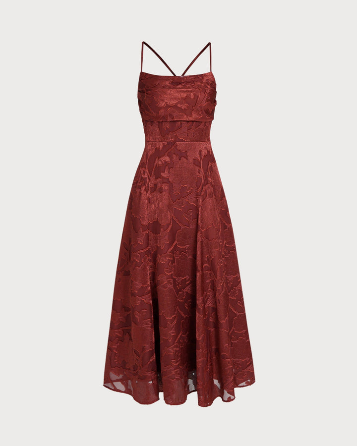 Vestido Maxi Floral Rojo Ladrillo X Cruz