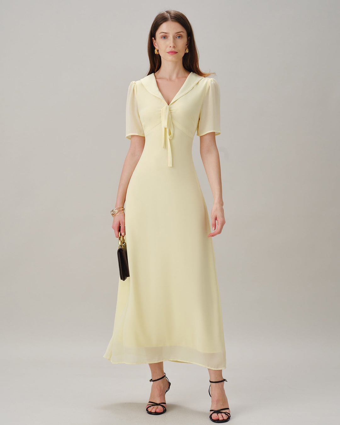 Vestido Maxi Túnica Amarillo con Escote en V
