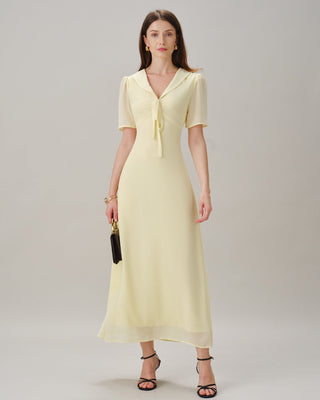 Vestido Maxi Túnica Amarillo con Escote en V