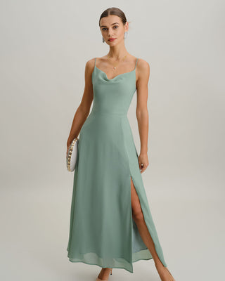 Vestido Maxi Sin Espalda Verde en Corte A