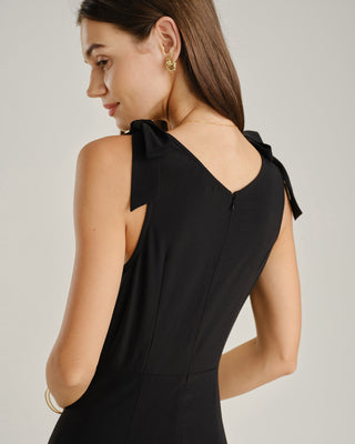 Vestido Maxi A-Line Negro con Tirantes