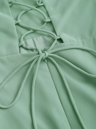 Vestido Maxi Sin Espalda Verde en Corte A