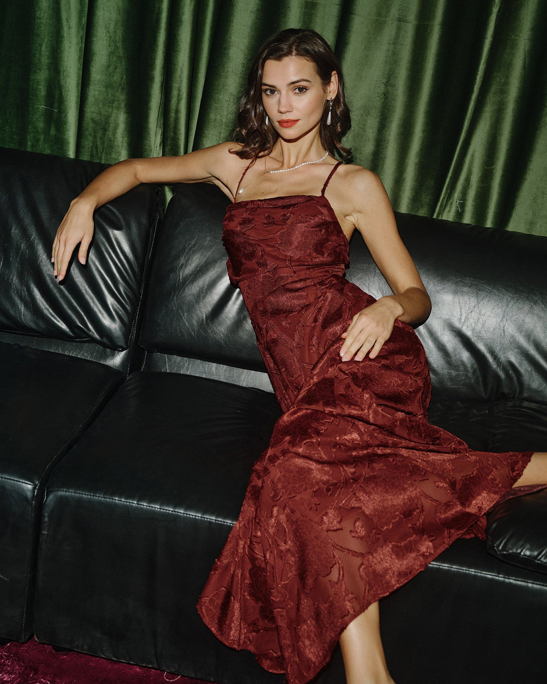 Vestido Maxi Floral Rojo Ladrillo X Cruz