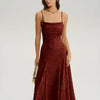 Vestido Maxi Floral Rojo Ladrillo X Cruz