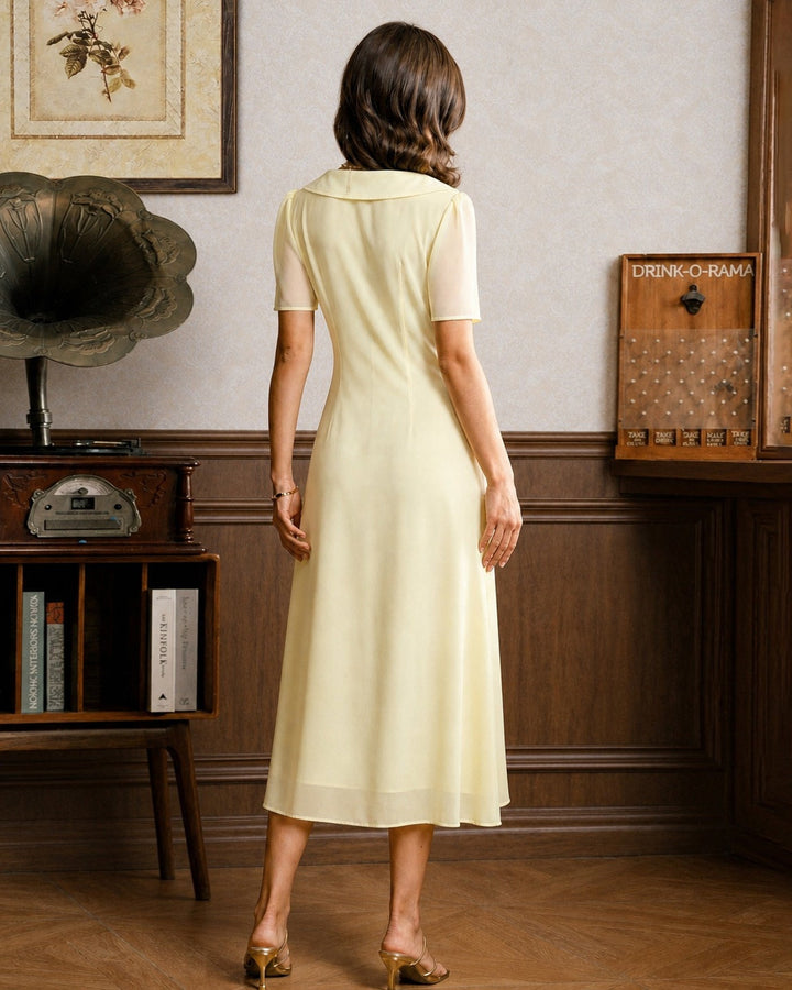 Vestido Maxi Túnica Amarillo con Escote en V