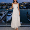 Vestido Maxi de Jacquard con Cuello Cuadrado y Lentejuelas en Color Albaricoque