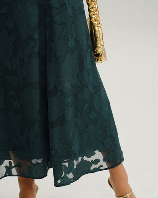 Vestido Maxi Slip A-Line de Jacquard Verde