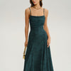 Vestido Maxi Slip A-Line de Jacquard Verde