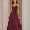 Vestido Maxi A-Line de Satén Color Rojo Vino