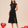 Vestido Midi de Lunares con Cuello Mandarin