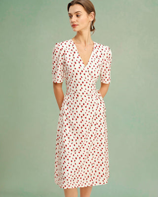 Vestido Midi de Viscosa Floral en Albaricoque