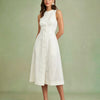 Vestido Midi Túnica con Botón Blanco