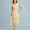 Túnica Midi Floral Amarilla con Cuello en V