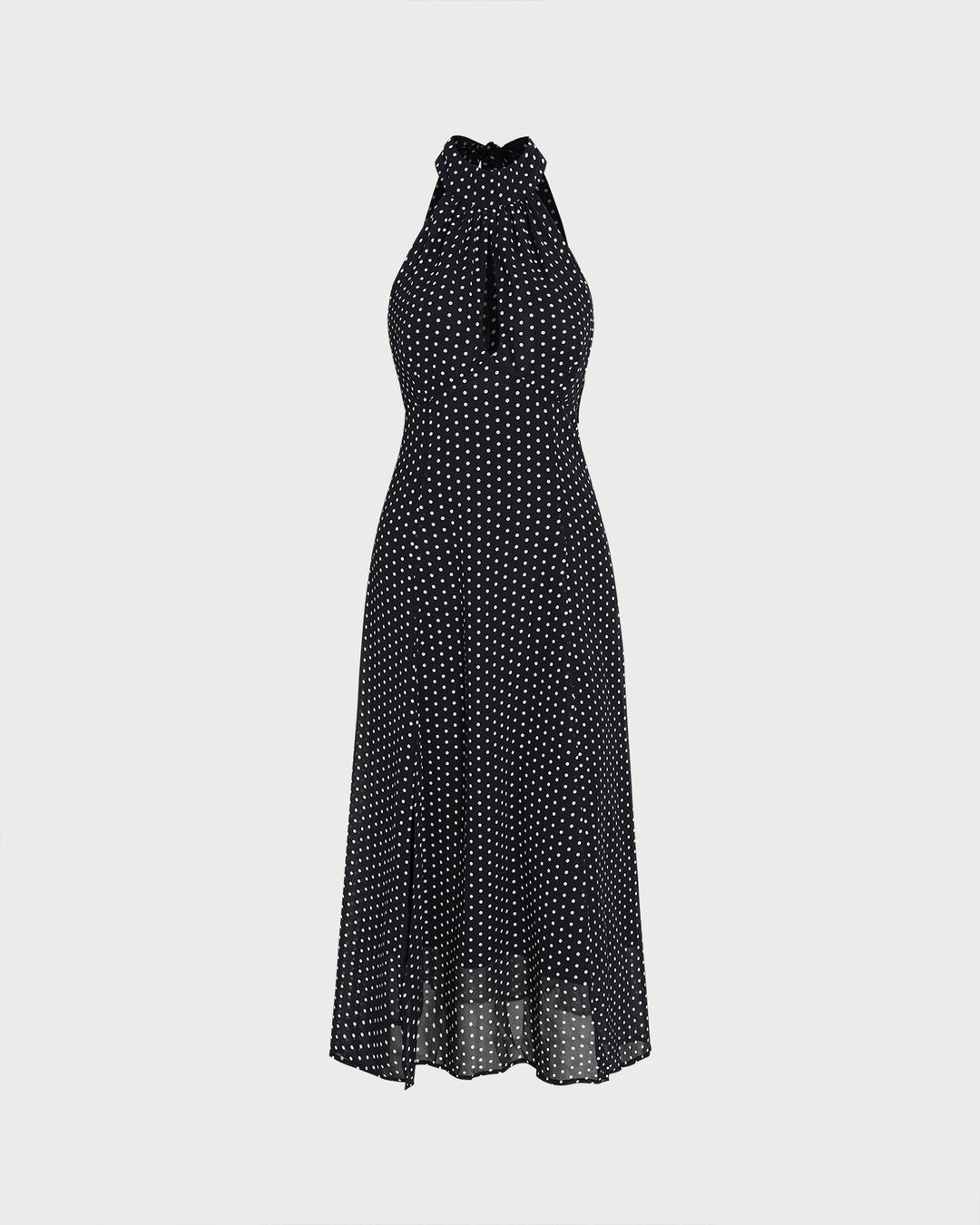 Vestido Midi Halter de Lunares Negros