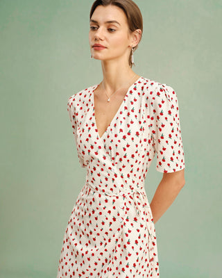 Vestido Midi de Viscosa Floral en Albaricoque