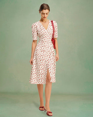 Vestido Midi de Viscosa Floral en Albaricoque