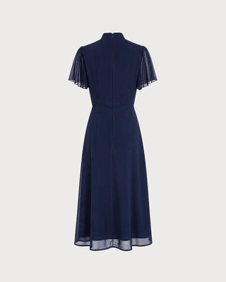 Vestido Midi de Manga Mariposa Azul