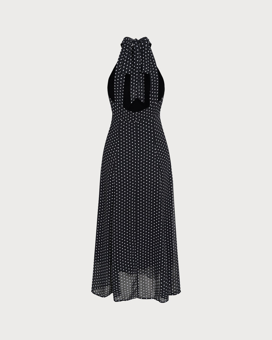 Vestido Midi Halter de Lunares Negros