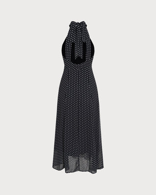 Vestido Midi Halter de Lunares Negros