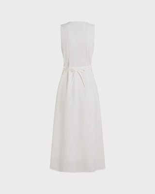 Vestido Midi Túnica con Botón Blanco