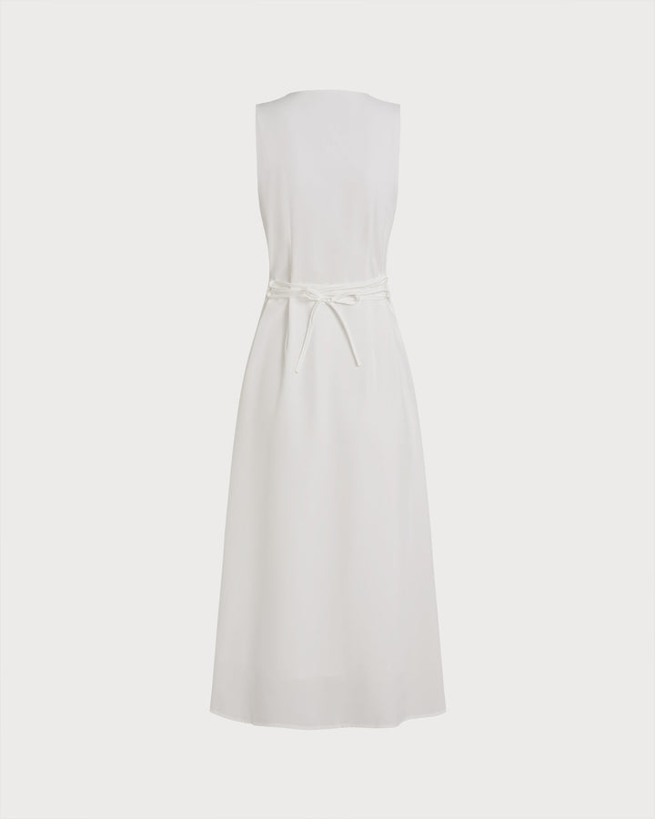 Vestido Midi Túnica con Botón Blanco