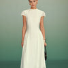 Vestido Midi A-Line de Cuello Alto en Albaricoque