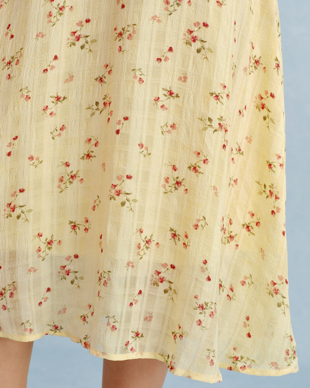Túnica Midi Floral Amarilla con Cuello en V