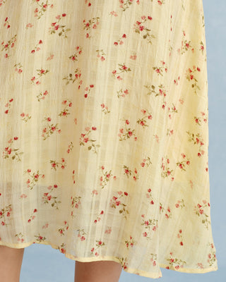 Túnica Midi Floral Amarilla con Cuello en V
