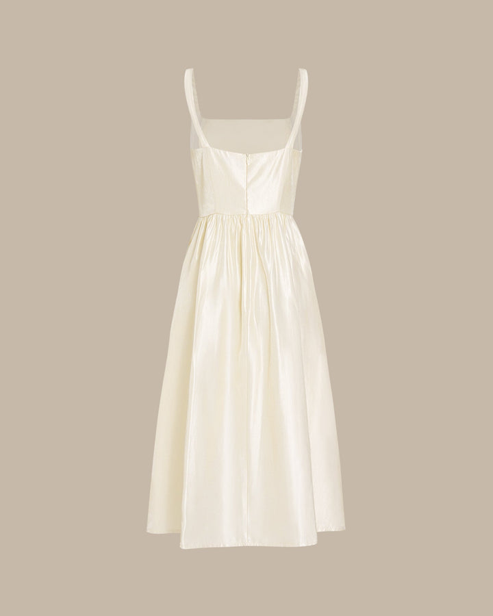 Vestido Midi de Tirantes con Cremallera en Albaricoque