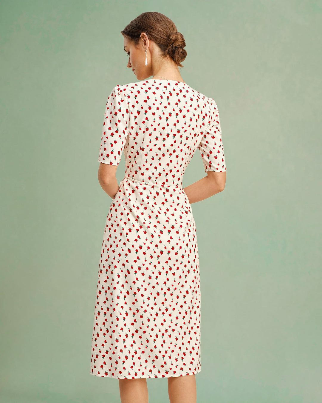Vestido Midi de Viscosa Floral en Albaricoque