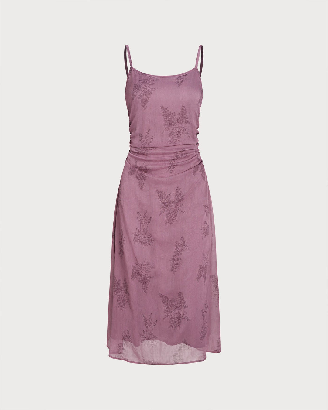 Vestido Midi Slip Arrugado Floral Púrpura