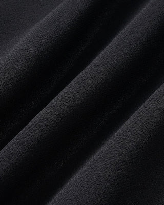 Vestido Midi de Manga Abullonada con Escote en V Negro