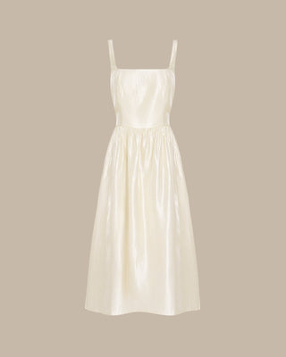 Vestido Midi de Tirantes con Cremallera en Albaricoque