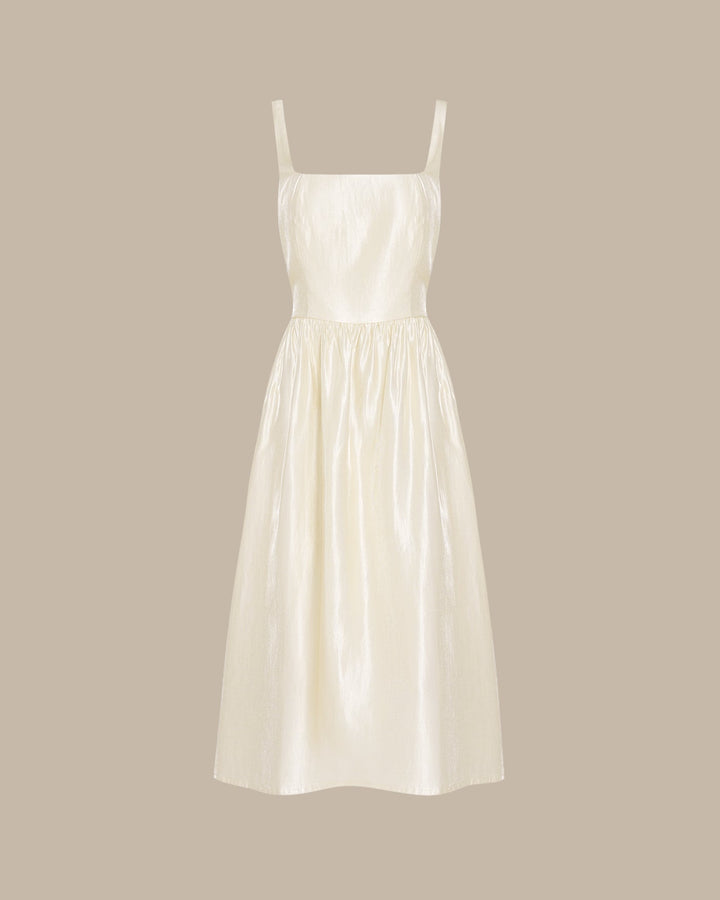 Vestido Midi de Tirantes con Cremallera en Albaricoque