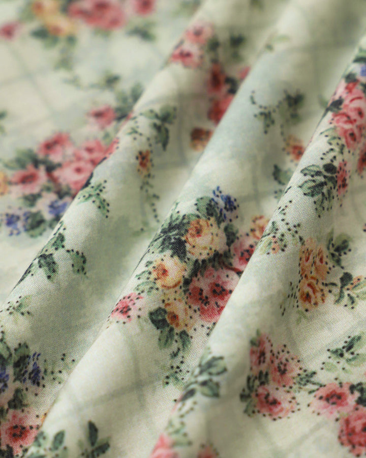 Vestido Midi de Tirantes con Escote Corazón y Pliegues en Verde Floral