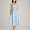 Vestido Midi Slip con Bolsillos de Jacquard Azul