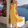 Vestido Midi Slip Jacquard Cruz X Amarillo