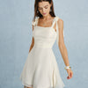Vestido Mini de Tirantes con Cuello Cuadrado de Albaricoque
