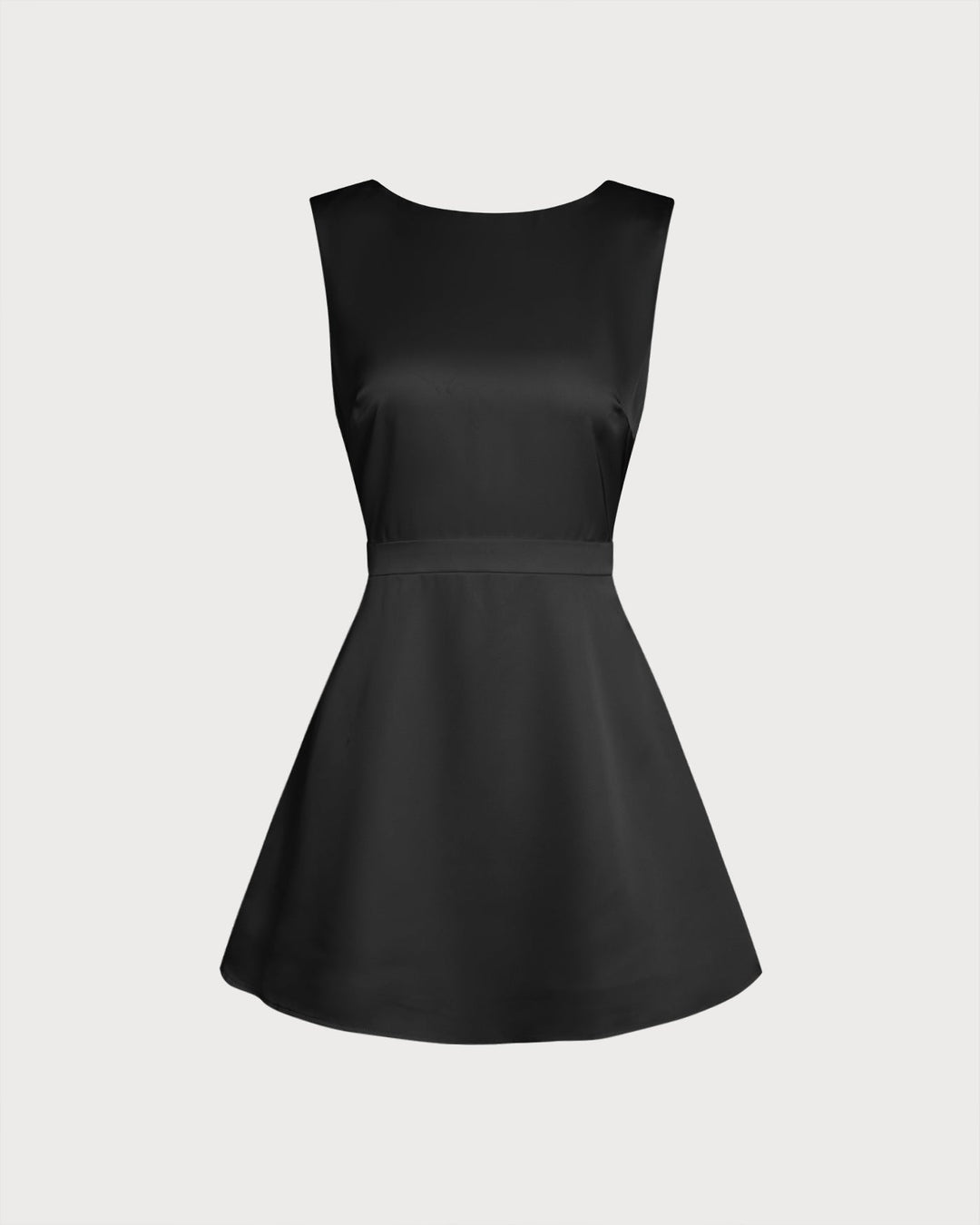 Vestido Mini A-Line de Perlas con Cuello Barco Negro