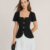 Vestido Mini de Cuello Cuadrado Negro con Contraste