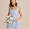 Vestido Mini Jacquard con Escote Corazón Azul