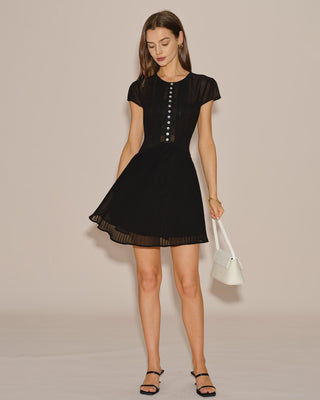 Vestido Mini de Chiffon Negro Transparente