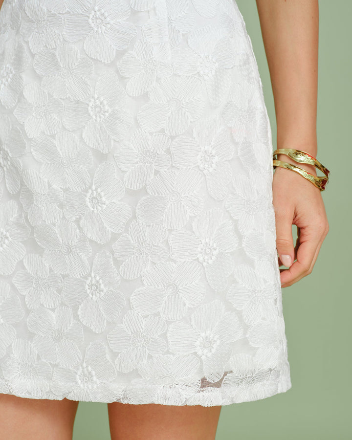 Vestido Mini Deslizante Texturizado Blanco