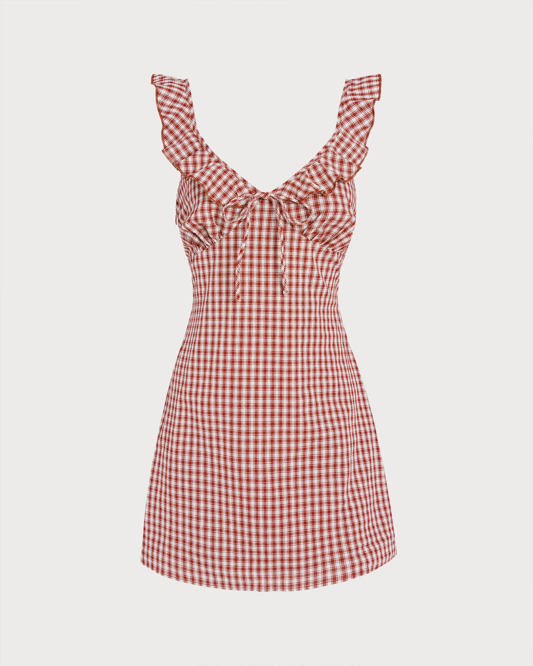 Vestido Mini Deslizante de Cuello en V a Rayas Rojo
